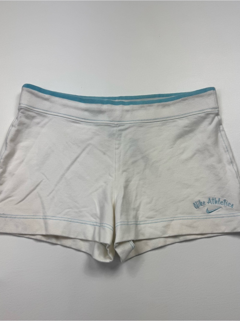 Vintage Nike Athletics White Shorts with Teal Trim Size Large Not Worn